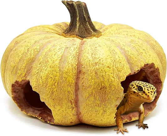 Pumpkin Leopard Gecko Hide Reptile Bearded Dragon Tank Hideout Caves Accessories Halloween Turtle Lizard Snake Décor Amphibian Habitat Tortoise Terrarium Decoration