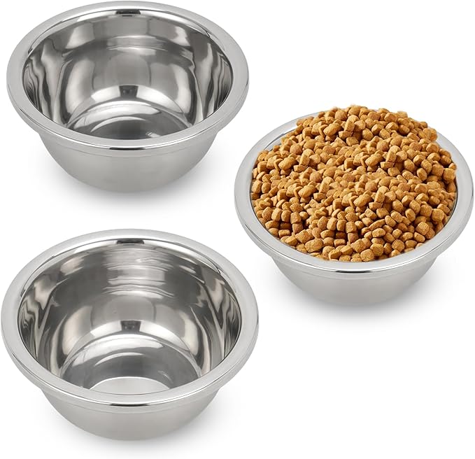 3 Pcs Stainless Steel Dog Bowls,Stainless Steel Metal Pet Bowls,3 Pack for Replacement Dog Bowl for Stand,Extra Large Metal Food and Water Dish Pet Bowls for Dogs, Raised Feeder(1400ml/48oz