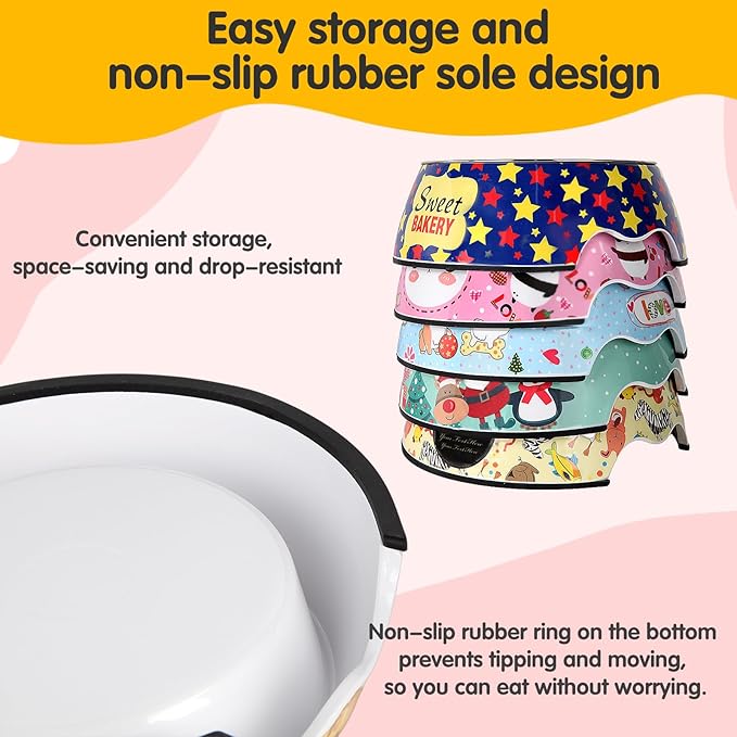 Pet Cats Dogs 2 in 1 Food Water Bowls - Non Slip Skid Proof Heavy Duty Pet Cats Dog Food Water Bowls for Feeding Drinking Small Medium Large Dogs Cats Puppies-Pink Panda-S