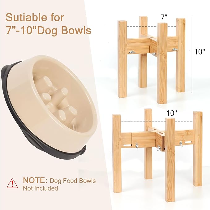 Elevated Dog Bowl Stand,Adjustable Dog Food Stand for 7”-10” Bowls,Single Dog Bowl Holder 10” Tall for Medium Dogs