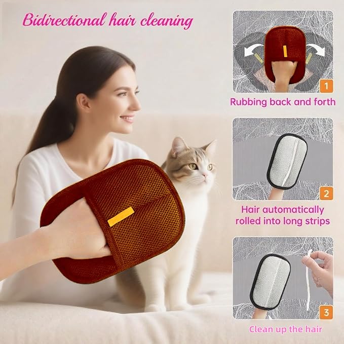 2Pcs Pet Hair Removal Gloves for Dogs and Cats, 2025 Upgraded Electrostatic Magic Hair Remover Glove