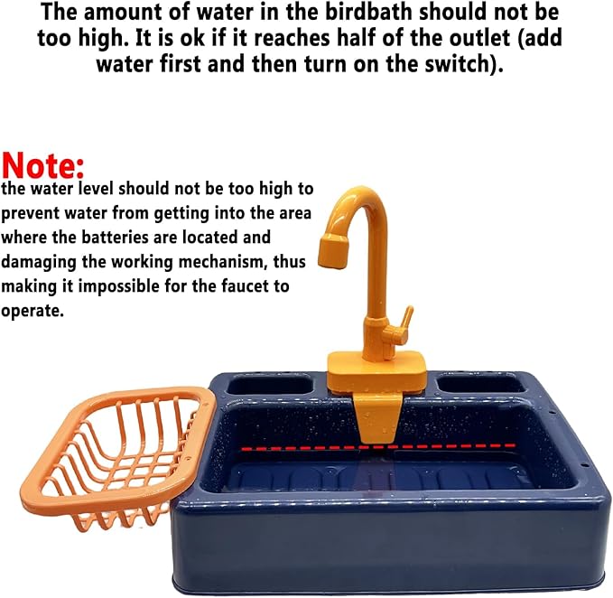 kathson Parrot Bathtub,Automatic Bird Shower Box,Multifunctional Parakeet Bathtub with Faucet,Bird Bathing Tub Pool Toy for Small Medium Birds Cockatiel Lovebird Budgie（Sapphire Blue）