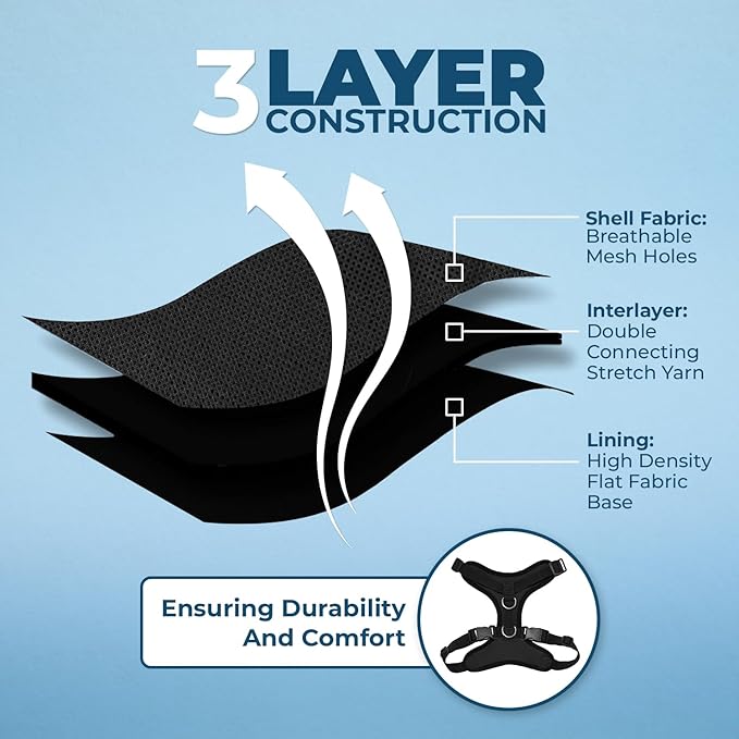 Voyager Step-in Lock Adjustable Cat Harness w. Cat Leash Combo Set with Neoprene Handle 5ft - Supports Small, Medium and Large Breed Cats by Best Pet Supplies - Black, XXS