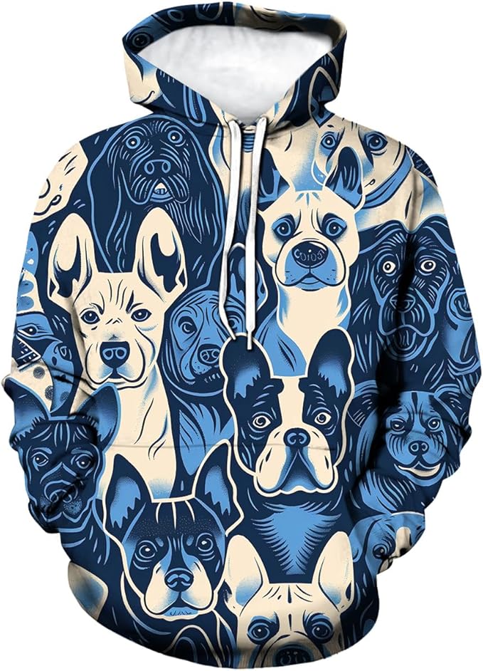 Unisex Adults 3D Dog Cat Printed Hoodies for Men Women Pullover Novelty Sweatshirts with Pockets