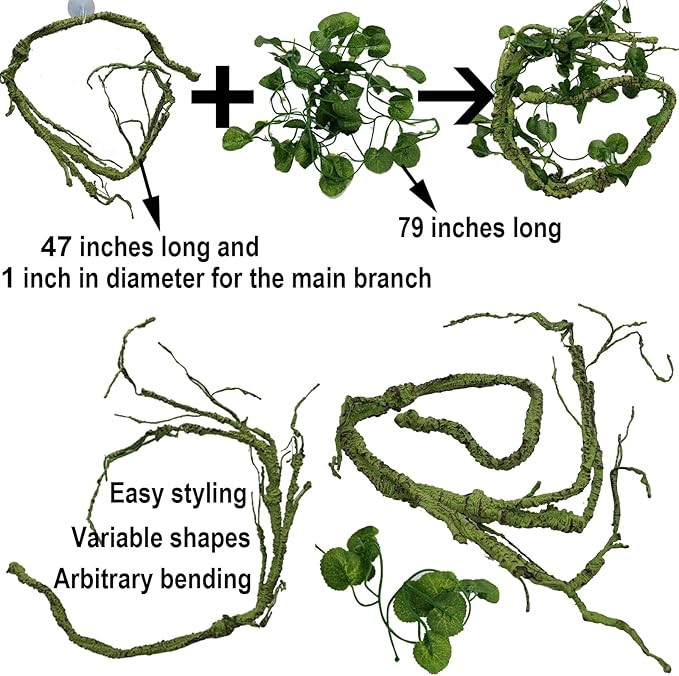 Reptile Plants for Bearded Dragon Tank Accessories, Terrarium Plant Artificial Decor for Snake Cage, Fake Plant for Leopard Gecko Habitat, Lizard Chameleon Ball Pythons (Group BPN)