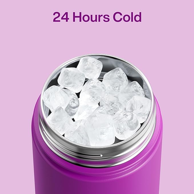 Insulated Water Bottle with Straw Stainless Steel Water Bottle, Leak-Proof, BPA-Free, Double Wall Vacuum Keeps Cold for 24 Hours for Sports, Travel, School (26 oz, Bright Magenta)