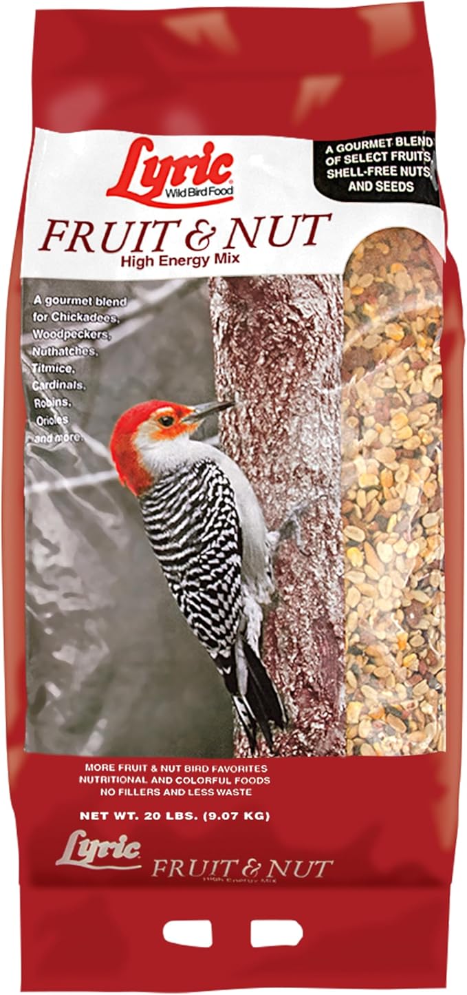 Lyric Fruit and Nut Wild Bird Seed, High Energy Wild Bird Food Mix, 20 lb. Bag