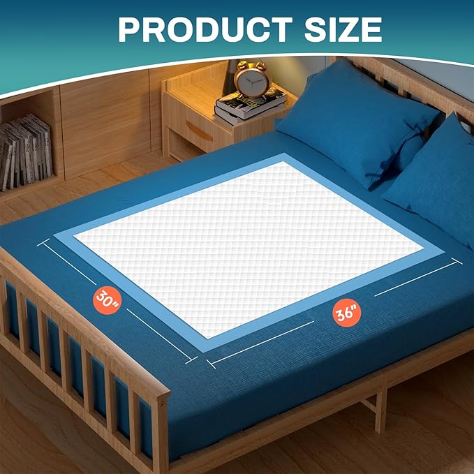AAY Bed Pads Disposable 30" x 36" (50 Count), Extra Large Super Absorbency Disposable Underpads for Incontinence, Premium Leakproof Protective Chucks Pee Pads for Adult, Kids, Puppy Training