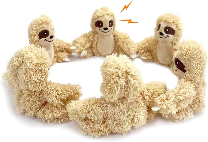 Interactive Squeaky Dog Toy, Replacement Animals Sloth Pack of 6