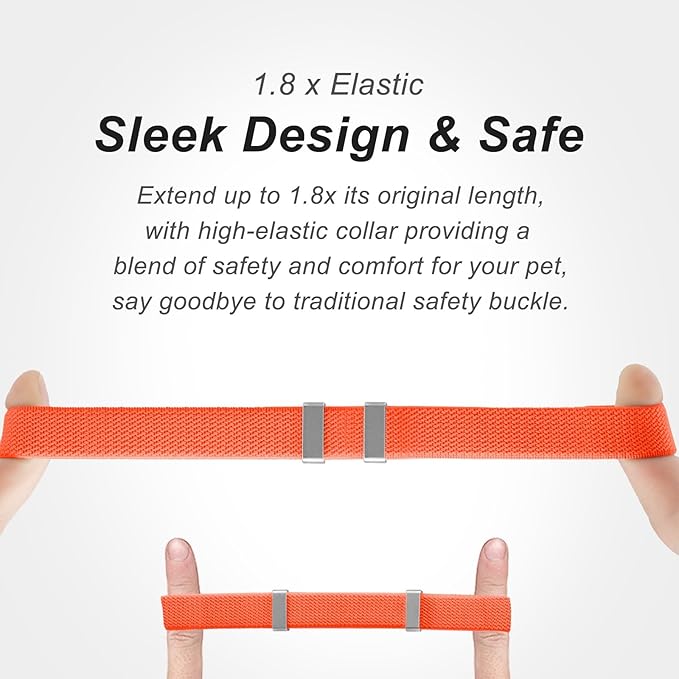 AirTag Cat Collar,Ultra Elastic Cat Tracker Collar with Apple Air Tag Holder, [Lightweight][Scratch Resistant] Stepless Adjustable GPS Pet Collar for Cats Kittens (Orange)