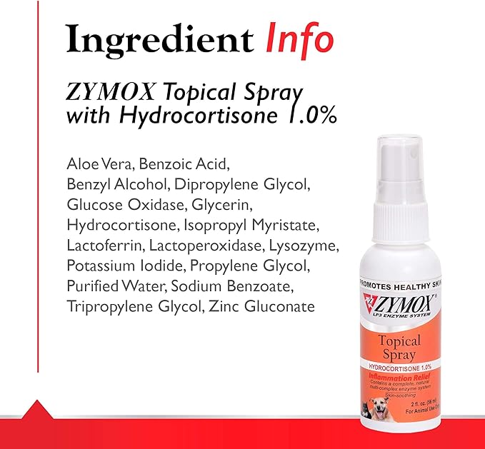 Zymox Topical Hot Spot Spray for Dogs and Cats with 1% Hydrocortisone, 2oz