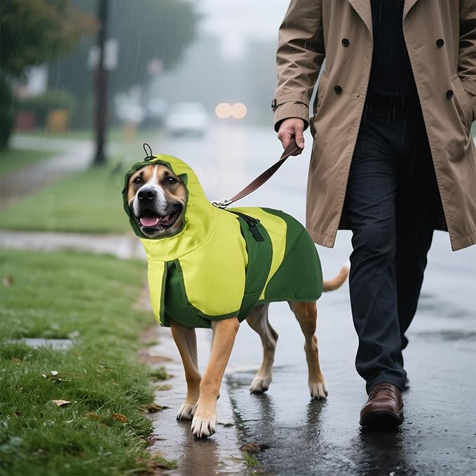 BRKURLEG Dog Raincoat for Small Medium and Large Dogs Waterproof Dog Rain Jacket Adjustable Hooded Dogs Raincoat Pet Rain Coat Poncho with Leash Hole, Reflective Strip, Green, XXXL