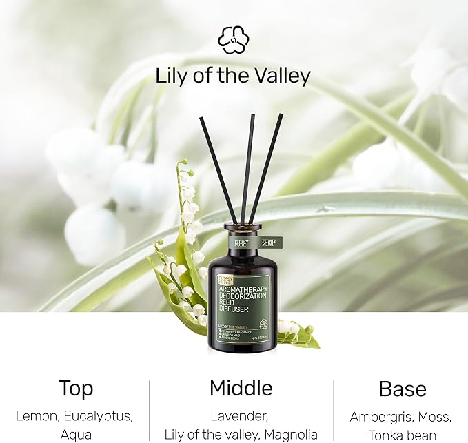 Reed Diffuser for Pet Odor Elimination, Lily of The Valley, Non-Toxic & Pet-Friendly Air Freshening, 6 Oz