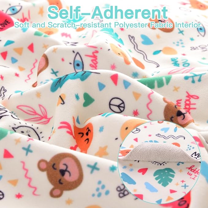 Cat Wrap for Grooming Self-Adherent Cat Wrap for Cutting Nails Cat Grooming Wrap Cat Burrito Wrap Anti-Bite, Anti-Escape Cat Swaddle Wrap 2PCS (Orange Kitten-M & Funny Bear-XL, M & XL)