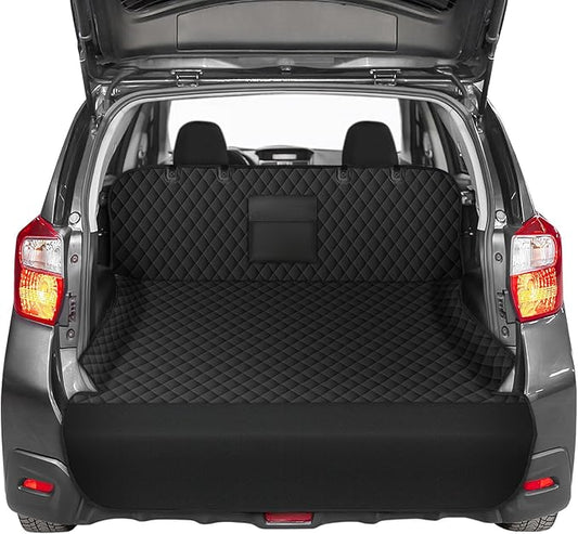 SUV Cargo Liner for Dogs - Waterproof Dog Car Seat Cover Mat for SUVs, Sedans, Vans & Trunks with Non-Slip Bumper Flap Protector, Scratchproof Large Size Universal Fit, Black