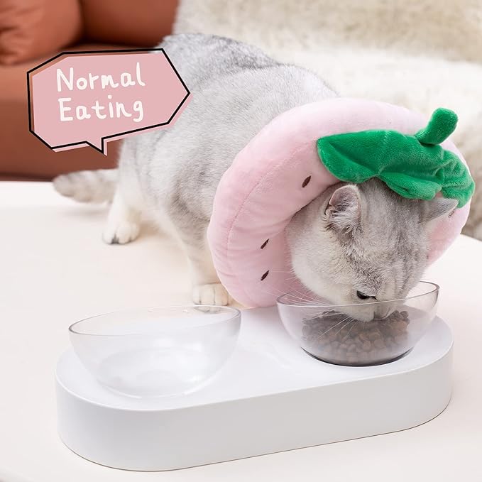 ANWA Adjustable Cat Cone Collar Soft, Cute Cat Donut Collar After Surgery, Kitten Recovery Cones to Stop Licking
