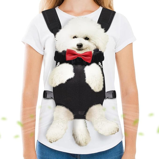 Pet Carrier Backpack, Hands-Free Adjustable Dog Front Carrier Legs Out & Easy-Fit Dog Backpack Carrier for Hiking Camping Traveling Cycling for Small Dogs and Rabbits (Medium, Black)