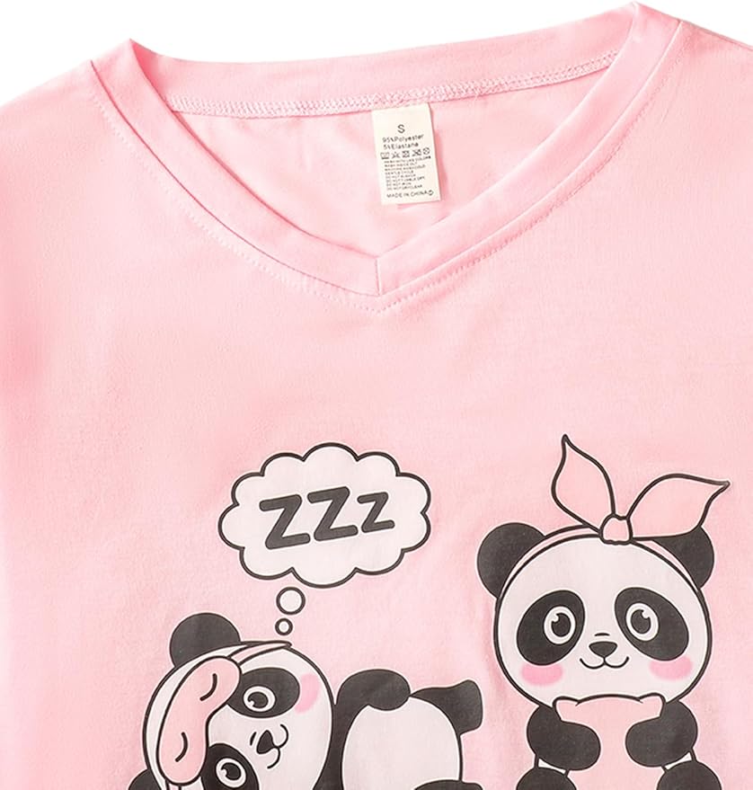 YIJIU Women's Sleepwear Long Sleeve Top and Pants Pajama Set Panda Print Nighty