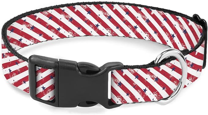 Red White Stripes Blue Stars Dog Collar Cat Big Neck Collars Soft for Small Extra Large Heavy Duty Pet Dogs