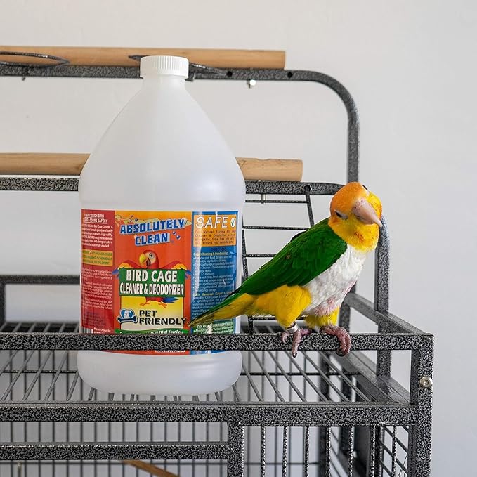 Absolutely Clean Amazing Bird Cage Cleaner and Deodorizer - Just Spray/Wipe - Safely & Easily Removes Bird Messes Quickly and Easily - Made in The US - Fragrance Free - (128oz Pack of 4)