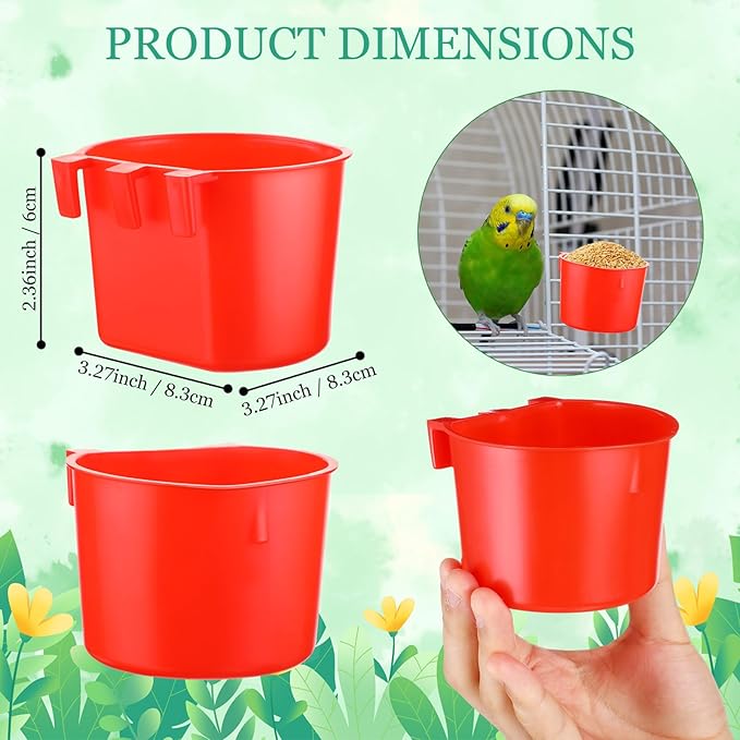 120 Pcs Cage Cups Chicken Birds Feeder Cups Plastic Hanging Chicken Feeders and Waterers 8 oz Feeding Bowl for Gamefowl Supplies Pet Pigeon Poultry Parrot Parakeet Rooster Rabbit(Red)
