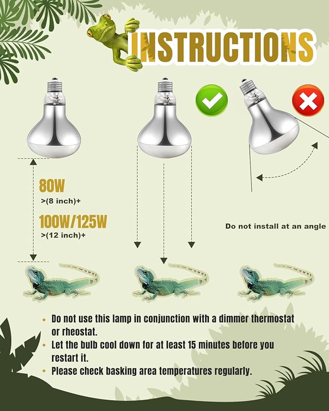 Heat Lamp Bulbs, 100 Watt Reptile Heat Bulb, Full Spectrum UVA UVB Light Bulb, Natural Daylight, Basking Spot, Sun Light for Reptile and Amphibian 1 Pack