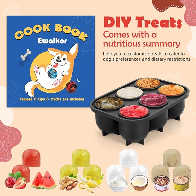 Dog Toys for Boredom - Frozen Treats, Refillable Freezable Dogs Food, Reduces Anxiety Chew Toy, Easy to Clean, Treats Dispensing, 4-in-1 Enrichment