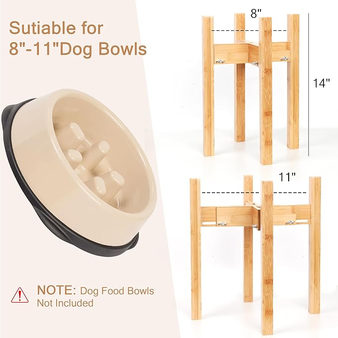 Elevated Dog Bowl Stand,Adjustable Dog Food Stand for 8”-11” Bowls,Single Dog Bowl Holder 14” Tall for Large Dogs