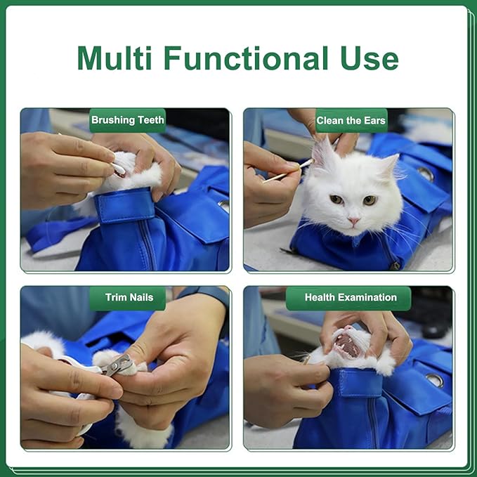 HDKUW Cat Grooming Bag,Foldable Travel Carrier for Cats,Anti-Bite Anti-Scratch Cat Grooming Restraint Bag,Pet Carrier for Administering Eye Drops,Ear Cleaner,Clipping Nails Yellow S
