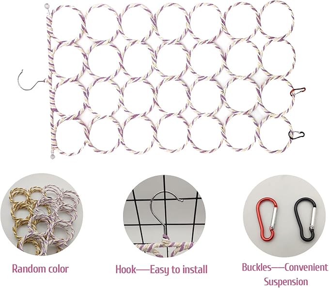 BNOSDM 3 Packs Bird Hemp Rope Net Swing Climbing Rope Net for Birds Parrot Ladder Macaw Hanging Hammock Activity Toy for Rats Parakeet Cockatiel Cockatoo Conure African Grey Budgie