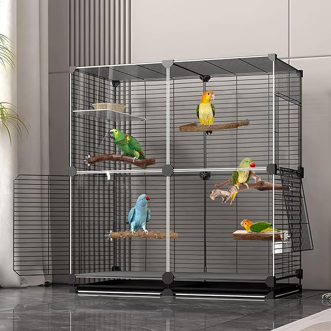 Bird Perches, 5pcs Natural Wood Birds Stand Branch, Bird Perch Chewing Stick Cage Accessories Parrot Climbing Standing Branches Paw Grinding Fork Sets for Cockatiels Ringneck Parrots