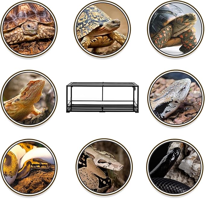 REPTI ZOO 67 Gallon Reptile Large Terrarium Newly Upgraded All Glass 48" x 18" x 18" Double Hinge Door with Top Ventilation Reptile Terrarium(Knock-Down)