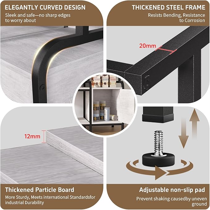 40-50 Gallon Fish Tank Stand，750 lbs Capacity Aquarium Stand，Heavy-Duty 3-Level Reptile Stand with Built-in Storage，36.8×15.7×31.5" Steel Terrarium Stand (Greige)