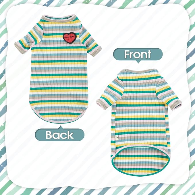 DENTRUN Hairless Cats Shirt Breathable Cat Daily Wear Clothes Stripe Vest Adorable Pajamas Jumpsuit Soft & Skin-Friendly