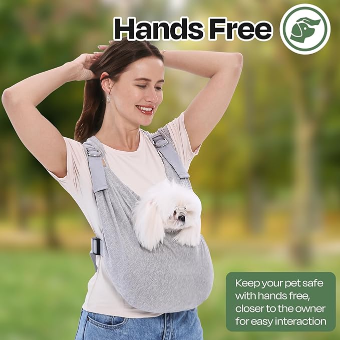 Supet Dog Carrier Sling for Small Dogs, Front Facing Cat Sling Carrier Chest, Hands Free Pet Sling Carrier, Adjustable Dog Front Carrier, Reducing Back Pain