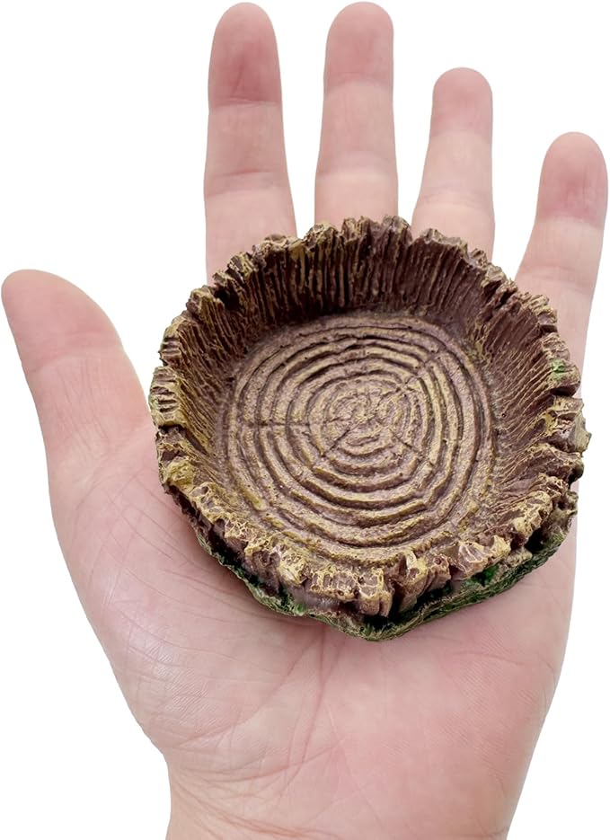 3 Pack Small Reptile Food Bowls, Reptile Feeding Terrarium Bowls for Bearded Dragon Lizard Frog Gecko Tortoise Hermit Crab Snail (Brown)