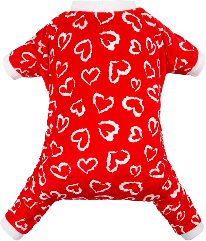 CuteBone Small Dogs Valentines Outfit Soft Puppy Onesies Pjs Dog Pajamas Pet Coat Cat Apparel Comfy Doggie Jumpsuit Bodysuit for All Seasons P202L