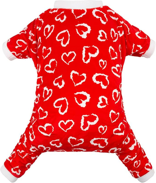 CuteBone Small Dogs Valentines Outfit Soft Puppy Onesies Pjs Dog Pajamas Pet Coat Cat Apparel Comfy Doggie Jumpsuit Bodysuit for All Seasons P202L