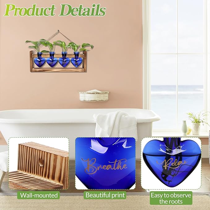Plants Propagation Stations Plant Terrarium Kit for Bathroom Glass Planters for Indoor Plants Bathroom Decor Accessories - Relax Soak Unwind Breathe