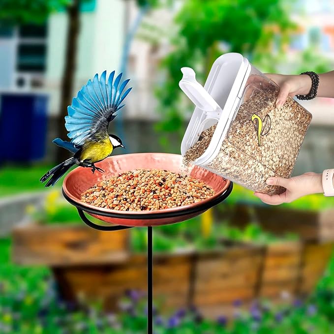 135 oz Pet Food Storage Containers-Airtight Bird Seed Storage Container with Easy Pour Spouts-Irregular Shape Wild Bird Seed Dispenser -BPA-Free Plastic for PetBirds Parakeets Finches Food Storage