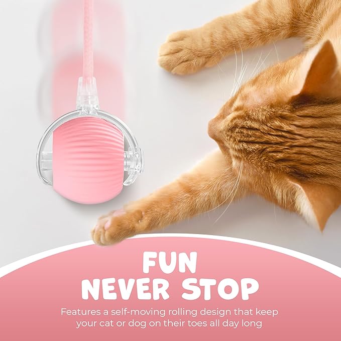 Pawlo Speedy Tail 2.0 Cat Toy –Teazys Turbo Tail Upgrade – Interactive Cat Toy – Kitten Toys – Automatic cat Toy for Boredom – Moving cat Toys for Indoor Cats with 2 Tails (Pink)