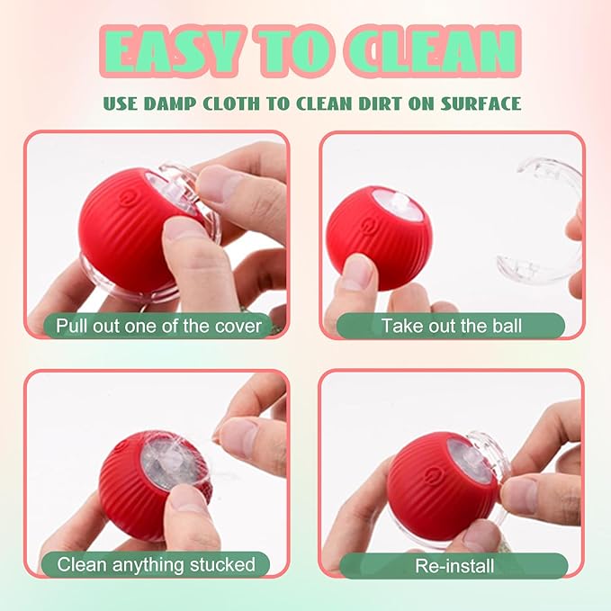 Interactive Cat Toys for Indoor Cats, Automatic Cat Toy with Elastic Mesh Tail, Electric Rolling Ball on Carpet, Chirping and Motion Activate Cat (Yellow)