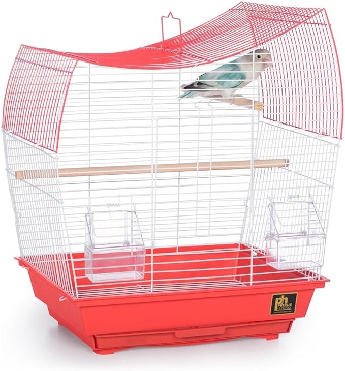 Rustic Retreat Top Bird Cage with Durable Metal Construction, Spacious Interior, and Convenient Top Access Lime Green/Wave Top