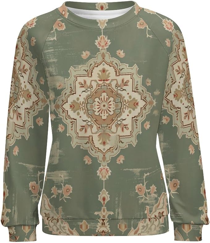 Womens Long Sleeve Tops Y2k Japanese Art Print Sweatshirts Fall Pullover for Women Crewneck Vintage Shirts Boho Tops