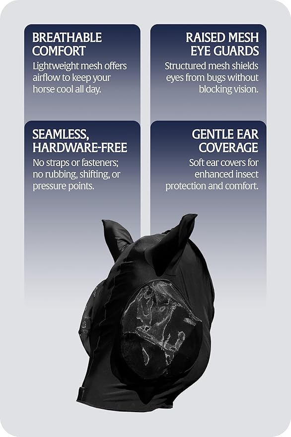 Equinavia Bug Out Fly Mask | Against Flies, Insects, UV Rays - Black - Cob