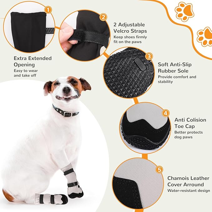 Winter Dog Snow Boots with Warm Wool Lining, Dog Shoes for Large Small Medium Dogs, Dog Booties and Paw Protectors, Anti-Slip Dog Shoes with Reflective for Snow, Hardwood Floors, Hiking (Size 7)