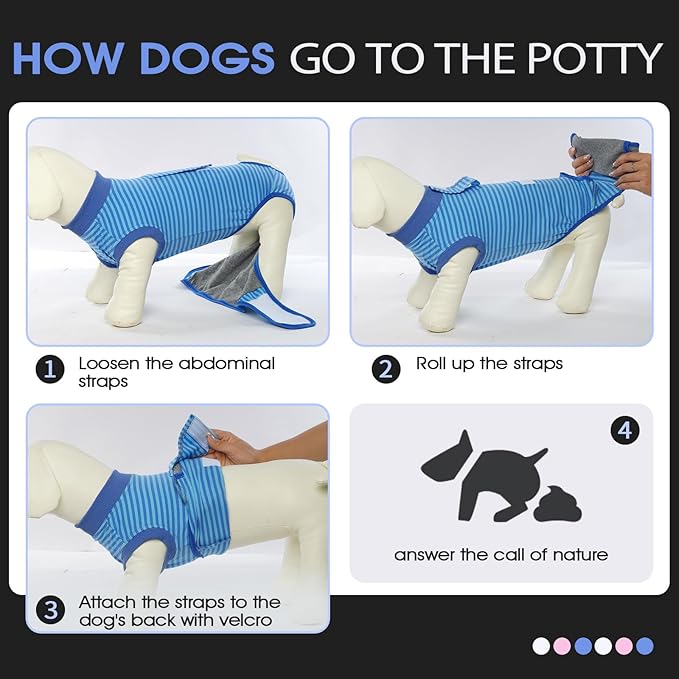 FUAMEY Recovery Suit for Dogs After Surgery,Soft Breathable Dog Bodysuit E-Collar & Cone Alternative Surgical Suit,Male Female Dog Neuter Spay Suits Anti Licking Wounds Onesie Navy Blue Strips M
