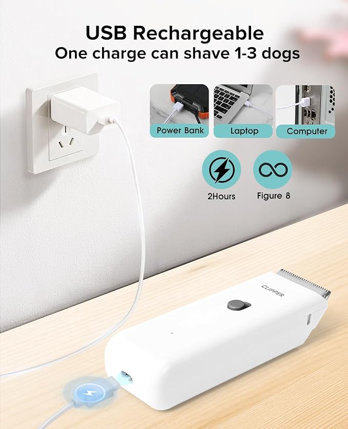 Charging Cable & Standard Size Blade Replacement for Pet Hair Grooming Clipper for Dogs & Cats