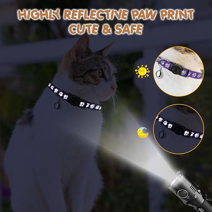16 PCS Breakaway Cat Collars with Bells Reflective Cat Collar Safety Nylon Kitten Collars Cat Collars for Girl Boy Cats(7.5"-12.6")