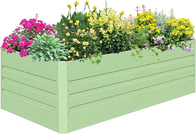 SnugNiture Galvanized Raised Garden Bed 6x3x2FT Outdoor Large Metal Planter Box Steel Kit for Planting Vegetables, Flowers
